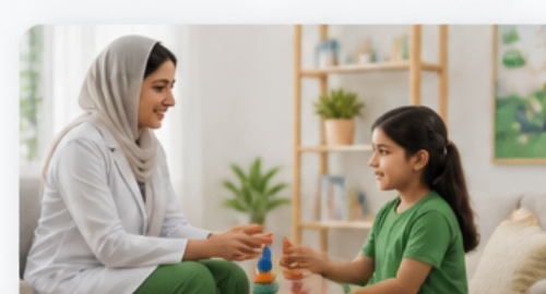 A therapist working with a child